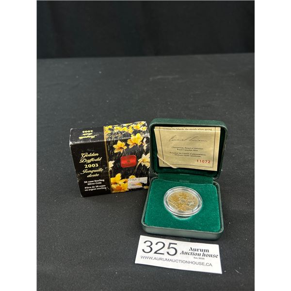 2003 50 Cent Sterling Silver Coin Golden Daffadil In Original Package