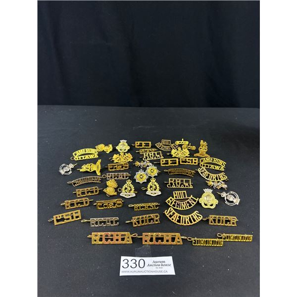 Lot of Vintage Canadian Collars and Cap Badges