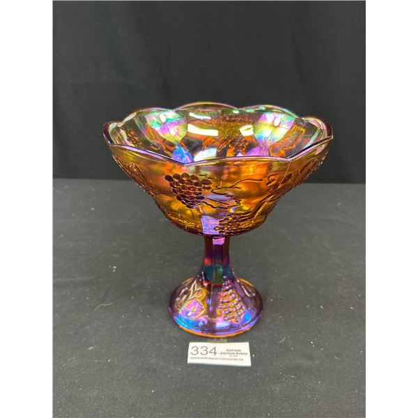 Vintage Carnival Glass Bowl 9" Tall
