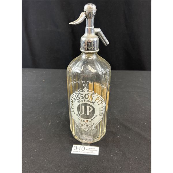Vintage J Parkinson PTY Limited Seltzer Bottle Woonona
