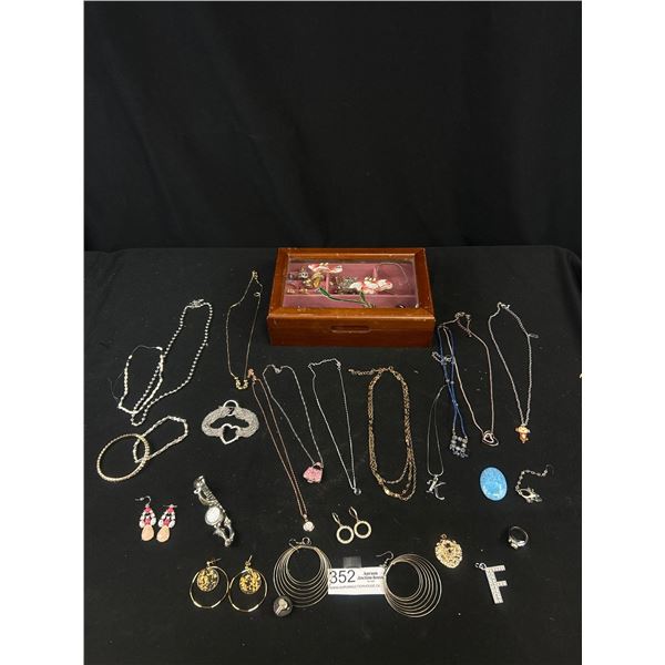 Beautiful Jewelry Case w/ Lot of Various Jewelry Contents