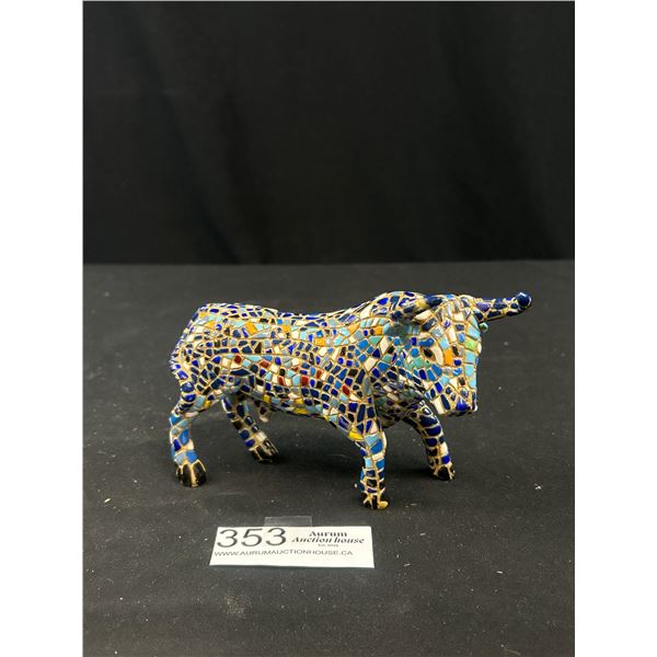 Vintage Mosaic Bull Ornament