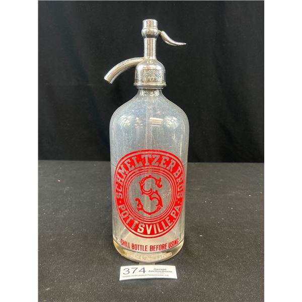 Schmeltzer Bros Pottsville PA Seltzer Bottle