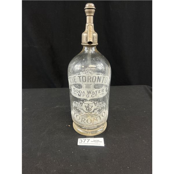 The Toronto Soda Water MFG Company Seltzer Bottle Toronto Canada