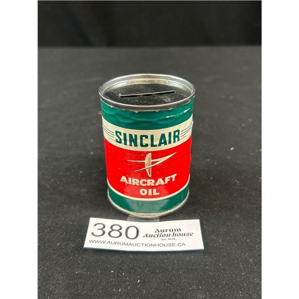 Vintage Sinclair Air Craft Oil Coin Bank Tin
