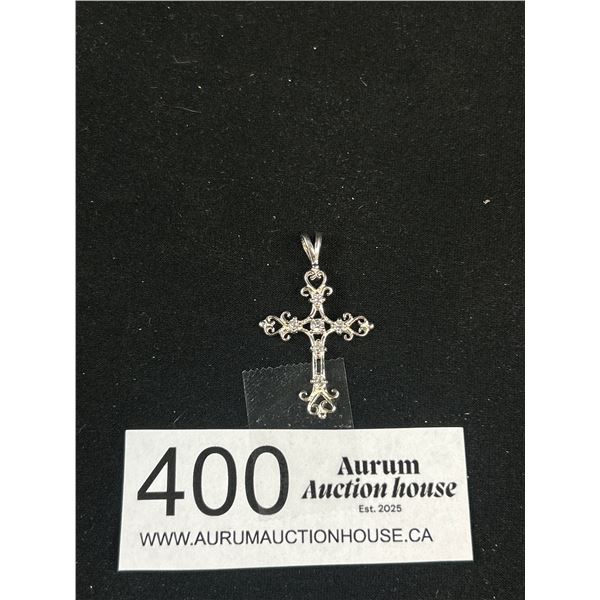 Fabulous Stone Set Sterling Silver Cross