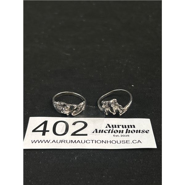 2 Sterling Silver Dog Rings (Puppies)