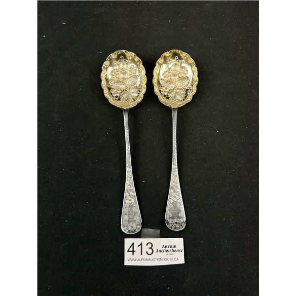 A Fabulous Pair of Quality Victoria 1890-1900 Berry Spoons