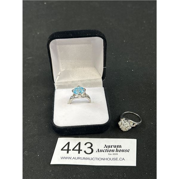 Pair of Millefiori Glass Stone Rings, Sizes 6 + 7.5" Excellent Condition , Never Used