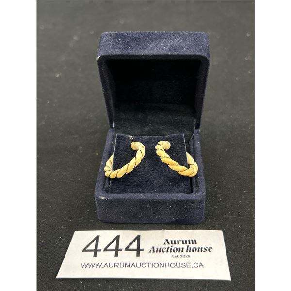 Pair of Vintage Genuine Carved Ivory w/ 14K Gold Wire Earrings Marked 585