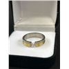Image 3 : 2 Stainless Steel Gold Rim Ring Bands, Each Set w/ CZ Stones, Never Been Used Sizes 8 + 10