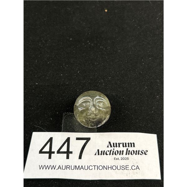 Vintage Hand Carved Moon Face Ametrine Stone Ball Pendant 3/4" in Diameter