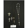 Image 1 : Antique Rosary + Several Crucifix Cross Pendants