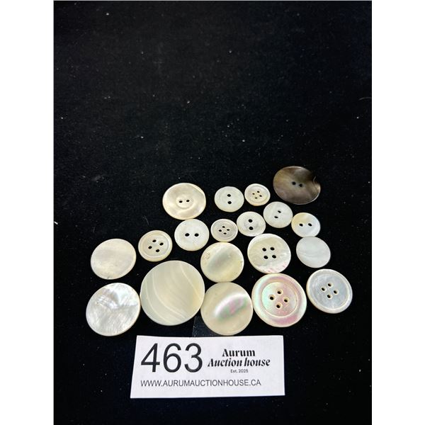 19 Antqiue Mother of Pearl Buttons (Some Outie Large)