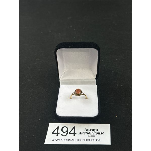Lovely Gold w/ Gold Stone Ring Marked 1/20 10k Gold Filled, Size 8.5