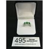 Image 1 : Beautiful 925 Sterling Silver Ring Set w/ 3 Green Stones + Small White Stones Size 8.5