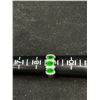 Image 5 : Beautiful 925 Sterling Silver Ring Set w/ 3 Green Stones + Small White Stones Size 8.5