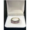 Image 2 : 925 Sterling Silver w/ 5 Genuine Amethyst Stones Ring, Marked 925 Size 8
