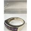 Image 3 : 925 Sterling Silver w/ 5 Genuine Amethyst Stones Ring, Marked 925 Size 8