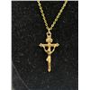 Image 2 : Vintage Gold Crucifiz Cross Pendant w/ Chain Necklace Marked 18k G.P.