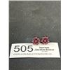 Image 1 : Lovely Pair of Gold w/ Genuine Garnet Stone Beads Studs Earrings