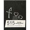 Image 1 : 2 925 Sterling Silver Heart Pendnats One Cross Pendant