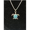 Image 2 : 925 Sterling Silver Chain w/ 925 Sterling Silver w/ Opal Stones Inlaid Pendant Necklace