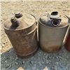 Image 2 : Texaco bucket of varsol and oil bucket partially filled and 2 vintage motor oil cans