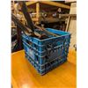 Image 4 : Blue Crate Full of Chains, Hooks, Shovel Heads, head rakes, and etc.)