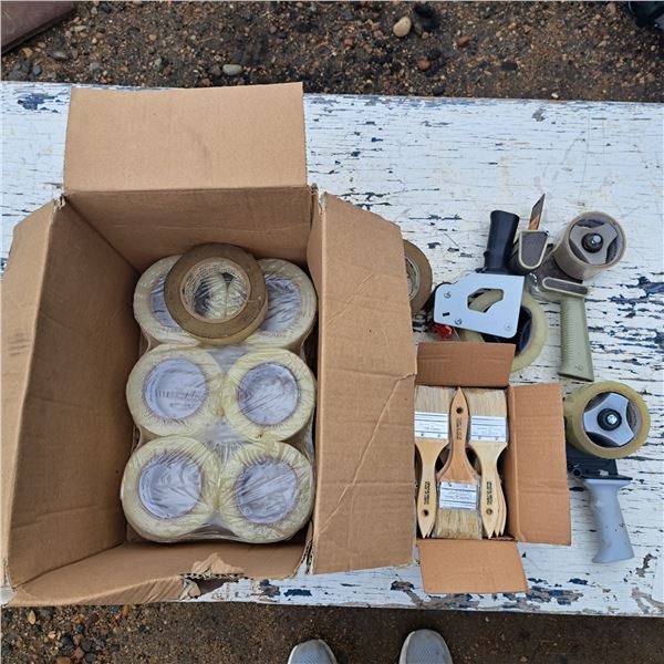 Tape, tape rollers, and paint brushes