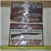 Image 1 : 2- 11.5" tin garage signs- speak 12ga and winchester