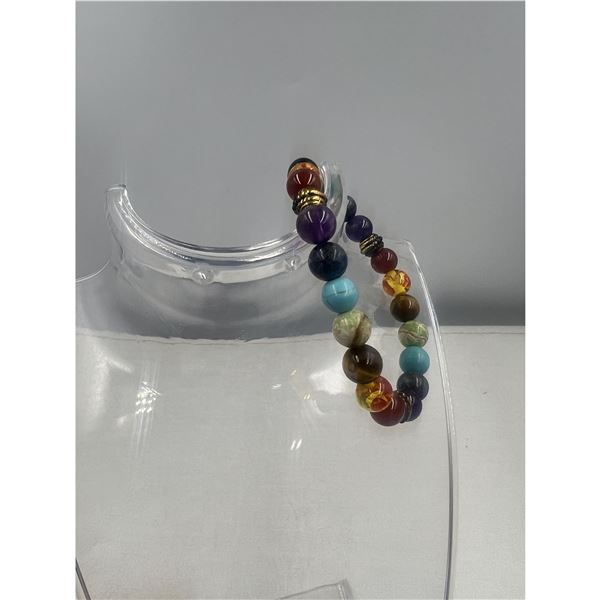 BRAND NEW 8 MM 7 CRYSTAL CHAKRA  BRACELET ELASTIC