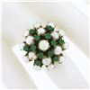 Image 3 : Antique 8k Yellow Gold Round Pearl & Green Chalcedony Prong Cluster Pyramid Ring