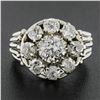 Image 3 : Antique French 18K Gold 2.12 ctw GIA European Diamond Halo Flower Cocktail Ring
