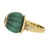 Image 6 : Vintage 18k Yellow Gold Carved Malachite w/ Diamond & Sapphire Statement Ring