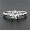 Image 2 : Vintage Platinum 1.14 ctw GIA Round Diamond w/ Baguette Accent Engagement Ring
