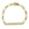 Image 5 : Unisex 14k Yellow Gold 6.75" 0.85 ctw Diamonds ID Figaro Link Chain Bracelet