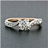Image 2 : Antique Edwardian 18K Gold Platinum 0.90 ctw Diamond Wavy Accents Engagement Rin