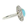 Image 5 : Antique Victorian 18k Gold Oval Cabochon Turquoise w/ Mine Cut Diamond Halo Ring