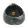 Image 8 : Vintage Carved Black Stone Wide Band Ring w/ 10k Gold Bezel Set Shell Cameo