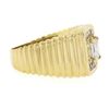 Image 6 : Men's Ribbed 14K Gold 1.91 ctw GIA Princess Cut Diamond Solitaire & Halo Ring
