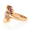 Image 5 : Vintage Retro 14K Rose Gold Old Cut Diamond & Red Stone Polished Bow Ribbon Ring