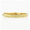 Image 3 : Vintage 14k Gold .18 ctw Diamond Black Enamel Engraved Hinged Open Bangle Bracel