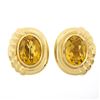 Image 1 : Vintage 14K Gold 11 ctw Large Oval Bezel Citrine Polished Frame Clip On Earrings