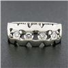 Image 2 : Vintage 14K White Gold Diamond Illusion Open Work Matte Finish Wide Band Ring