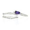 Image 4 : 14k White Gold 0.77 ctw Amethyst Solitaire & Diamond Wavy Insert Band Ring Set