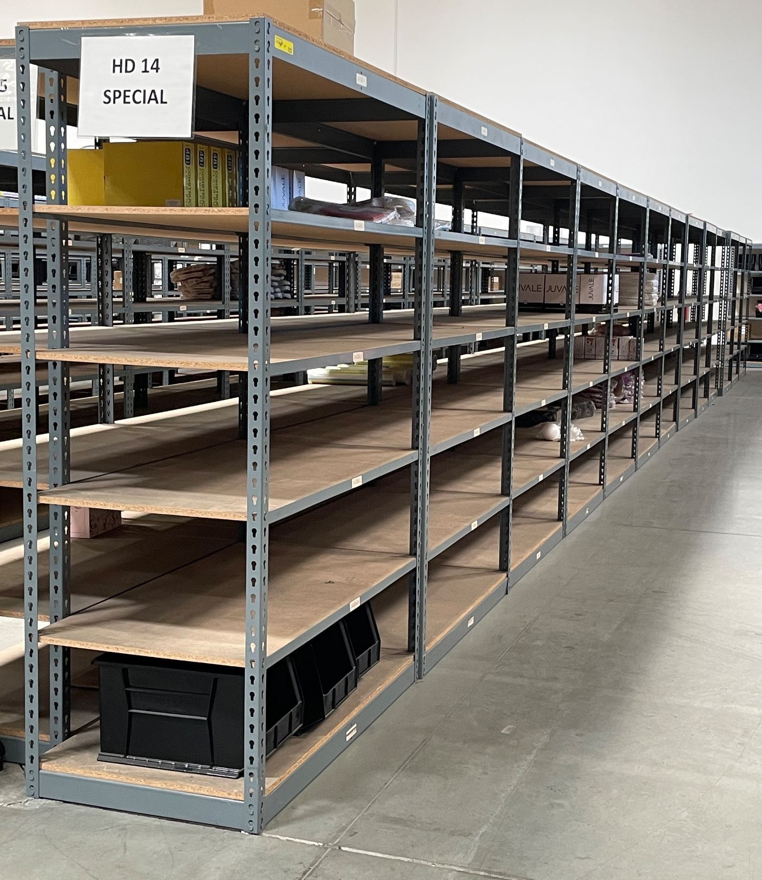 Metal Racking Boards Row - Adjustable Steel Racking w/ Particle Board Shelves - 24x48x72