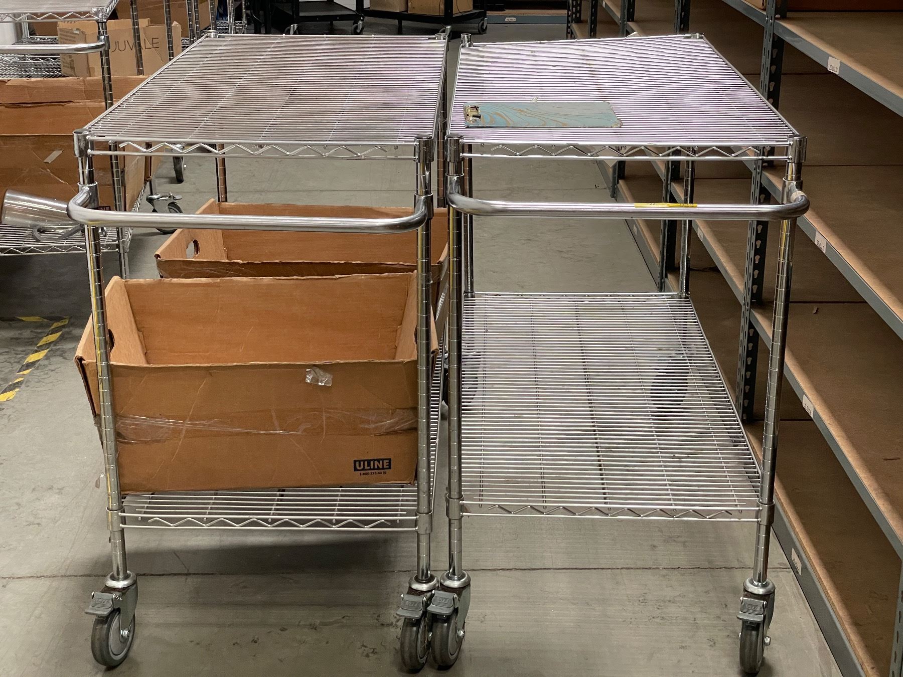 2 PC - Rolling 2 Shelf Aluminum Rolling Rack - 24x54x41