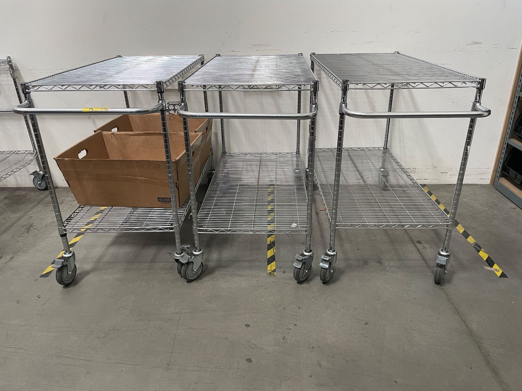 3 PC - Rolling 2 Shelf Chrome Plated Steel Rolling Rack - 24x54x41