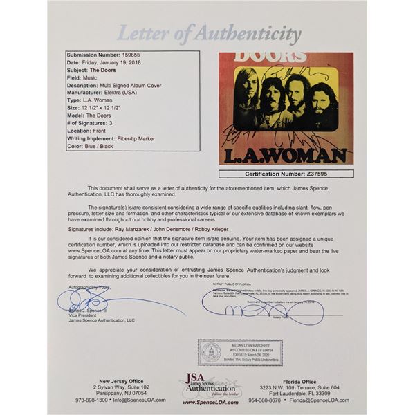 The Doors L.A. Woman Signed Album - JSA Authenticated
